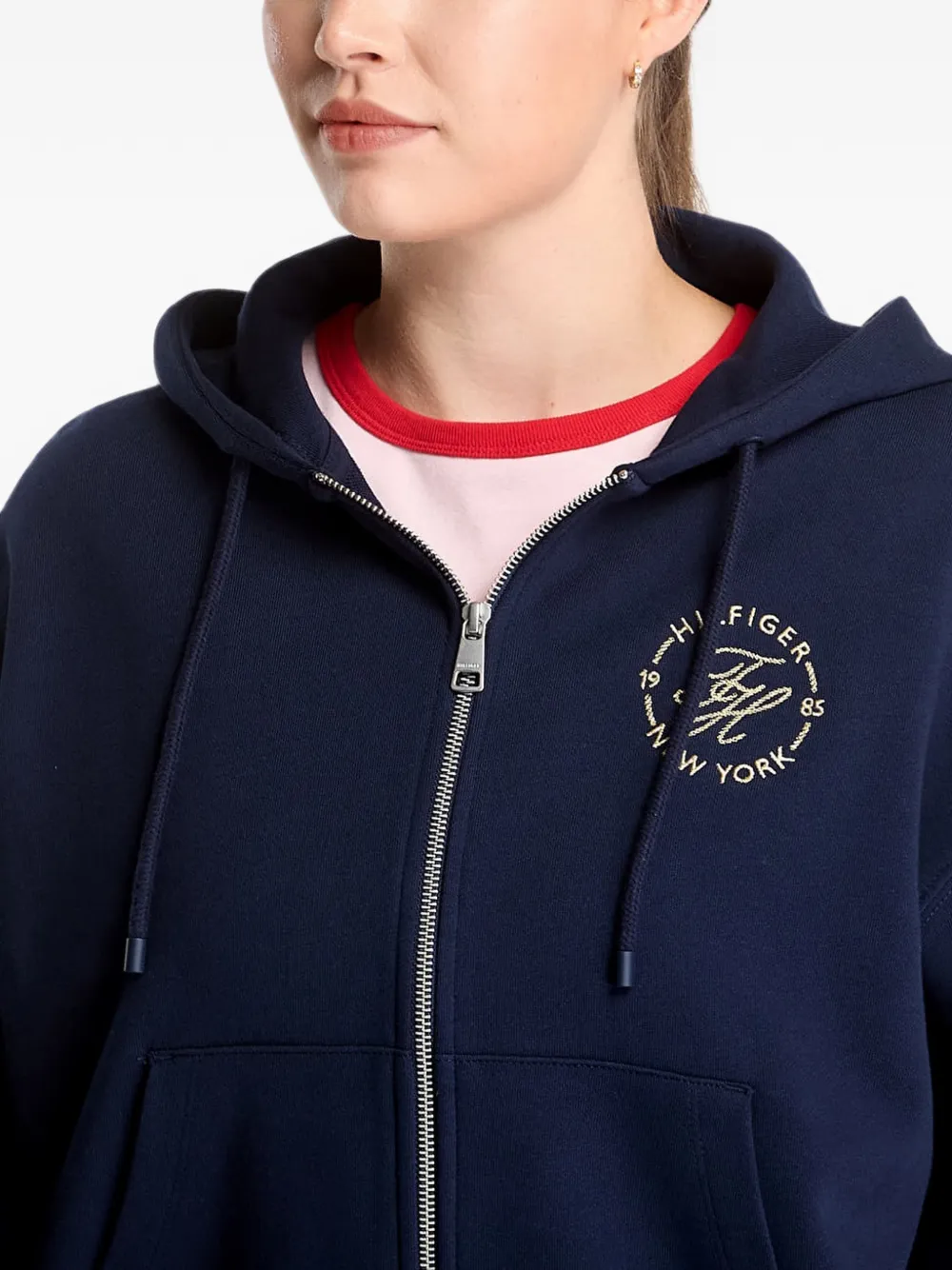 Tommy Hilfiger Regeneratieve katoenen hoodie met geborduurd logo en rits Blauw