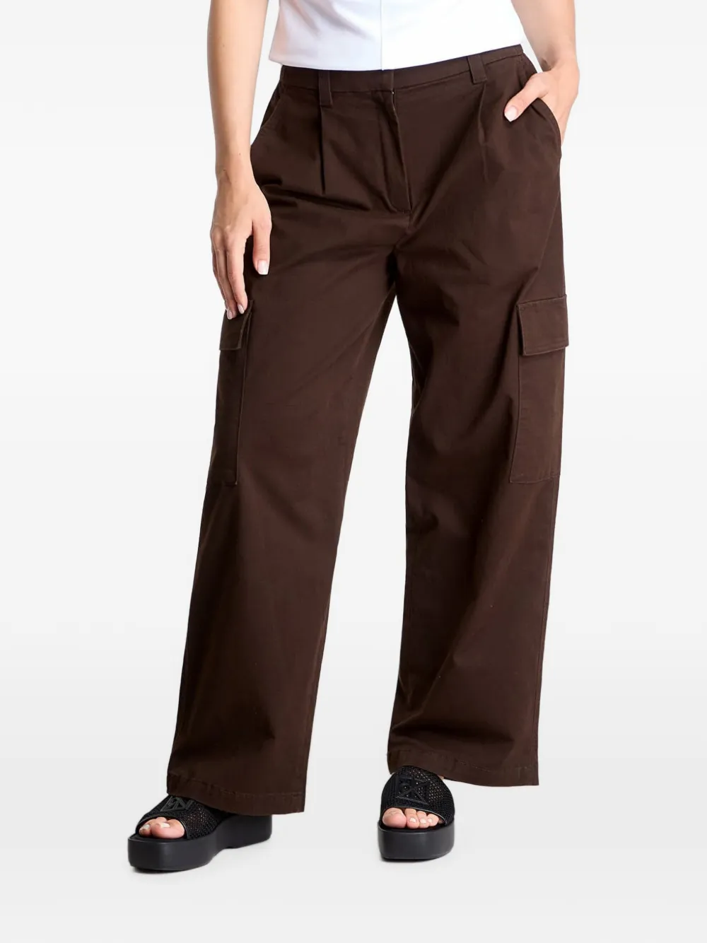 Calvin Klein elasticated-waist cotton cargo pants - Braun
