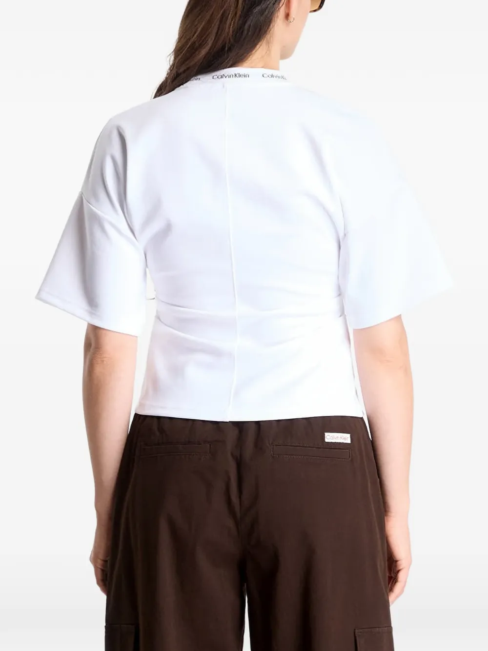 Calvin Klein Interlock T-shirt met logohals Wit