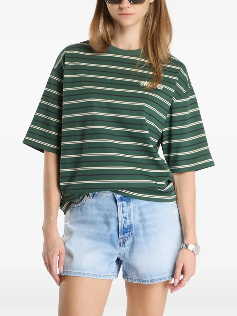 NEW ERA CAP Oversized gestreept T-shirt Groen