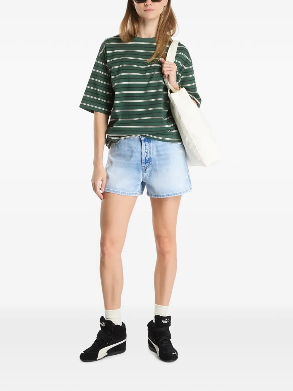 NEW ERA CAP Oversized gestreept T-shirt Groen