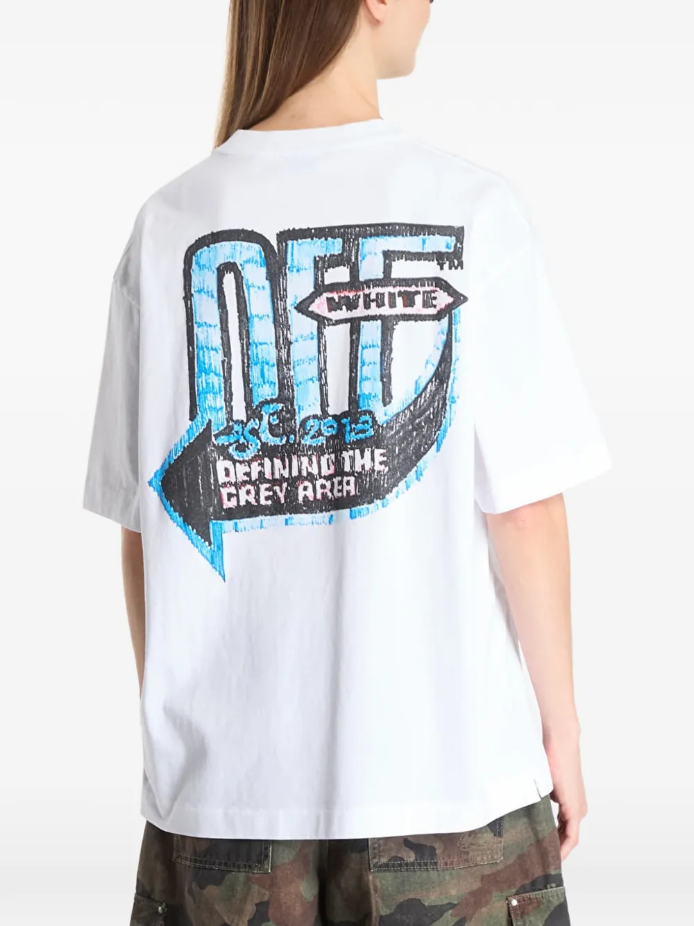 Off-White T-shirt met print Wit