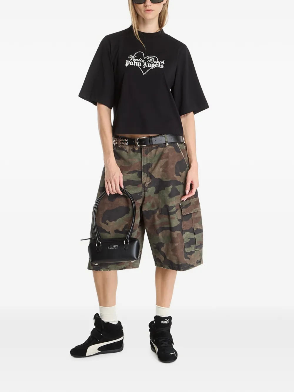 Palm Angels Venice Love boxy T-shirt Zwart
