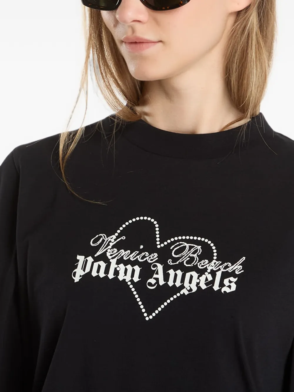 Palm Angels Venice Love boxy T-shirt Zwart