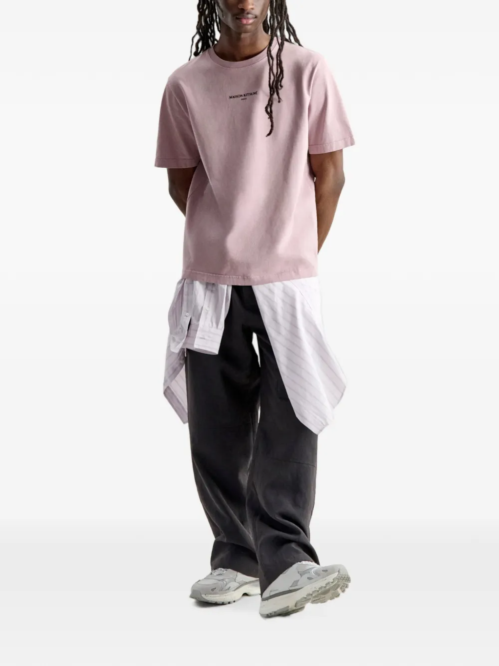 Maison Kitsuné T-shirt met geborduurd logo Paars