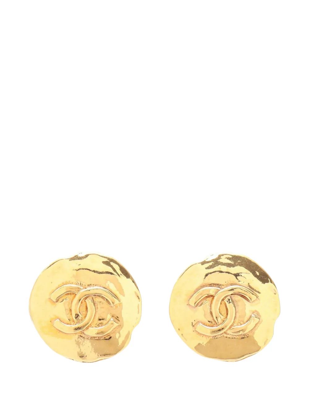 CHANEL Pre-Owned 1993 CC Gold Plated Round Clip on Earrings costume earrings - Oro