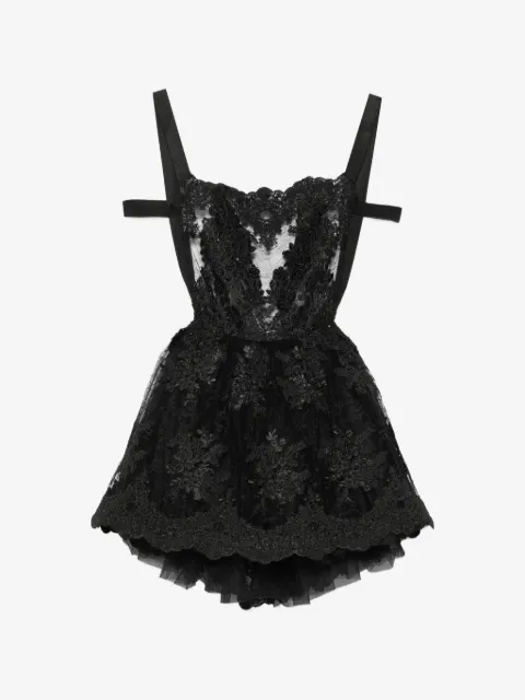 Alchemy vestido corto Lia con superposición de encaje y cuentas