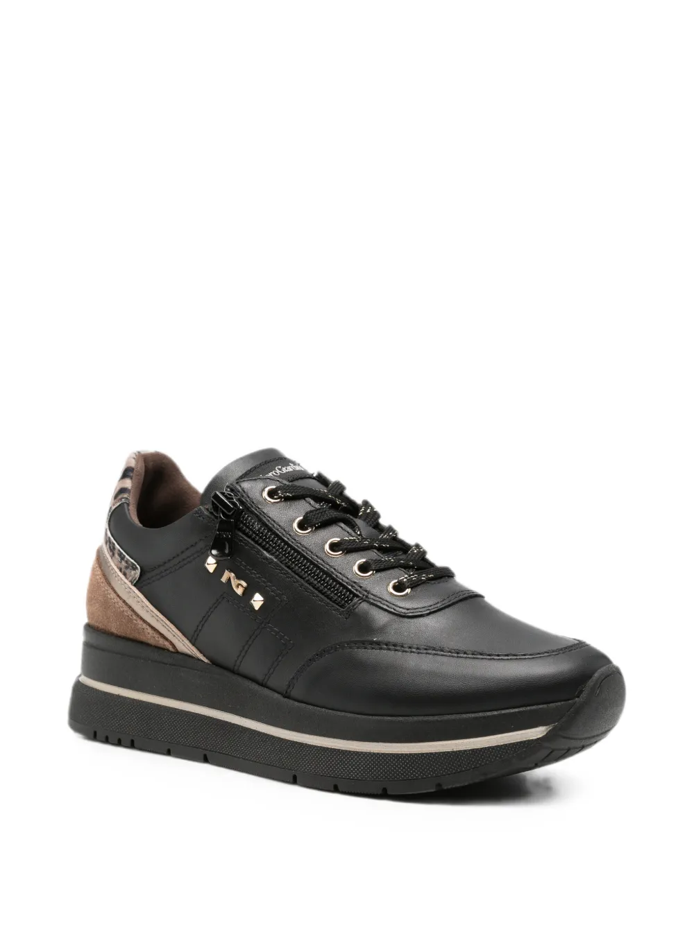 NERO GIARDINI Sneakers met luipaardprint Zwart