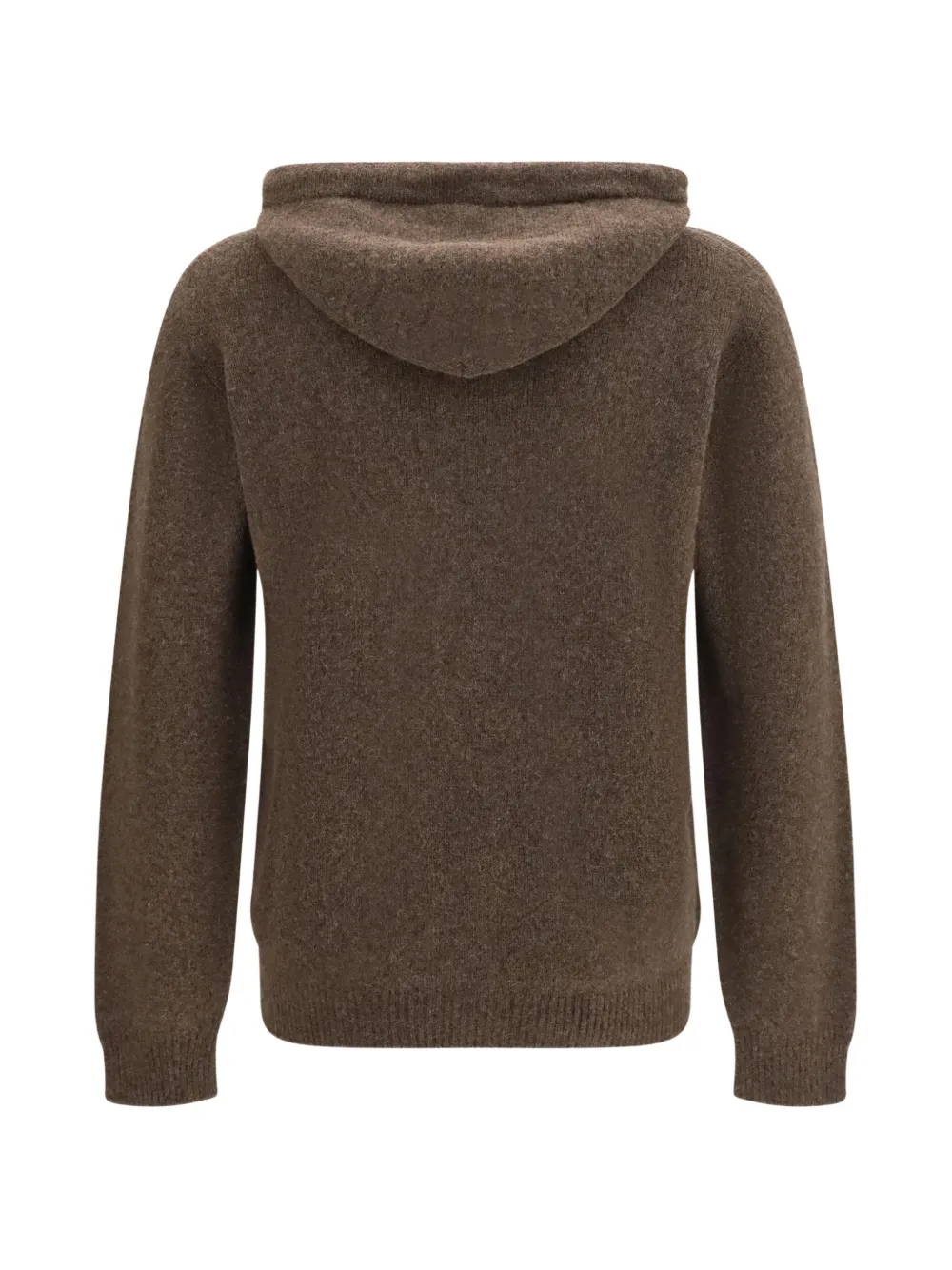 Roberto Collina Gebreide hoodie met trekkoord-capuchon Bruin
