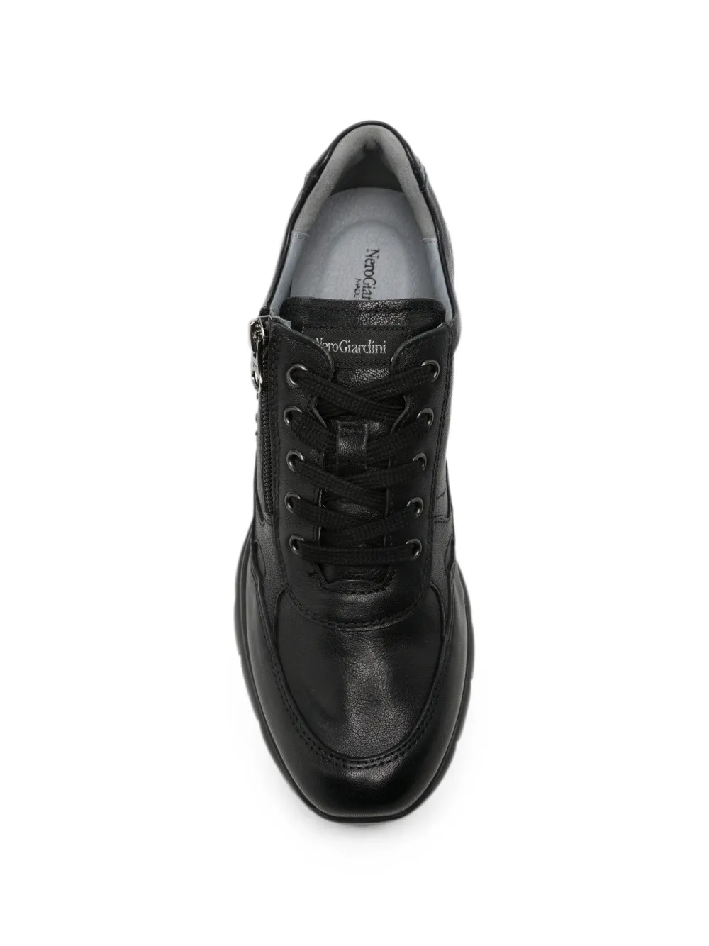 NERO GIARDINI zip-detail leather wedge sneakers Zwart