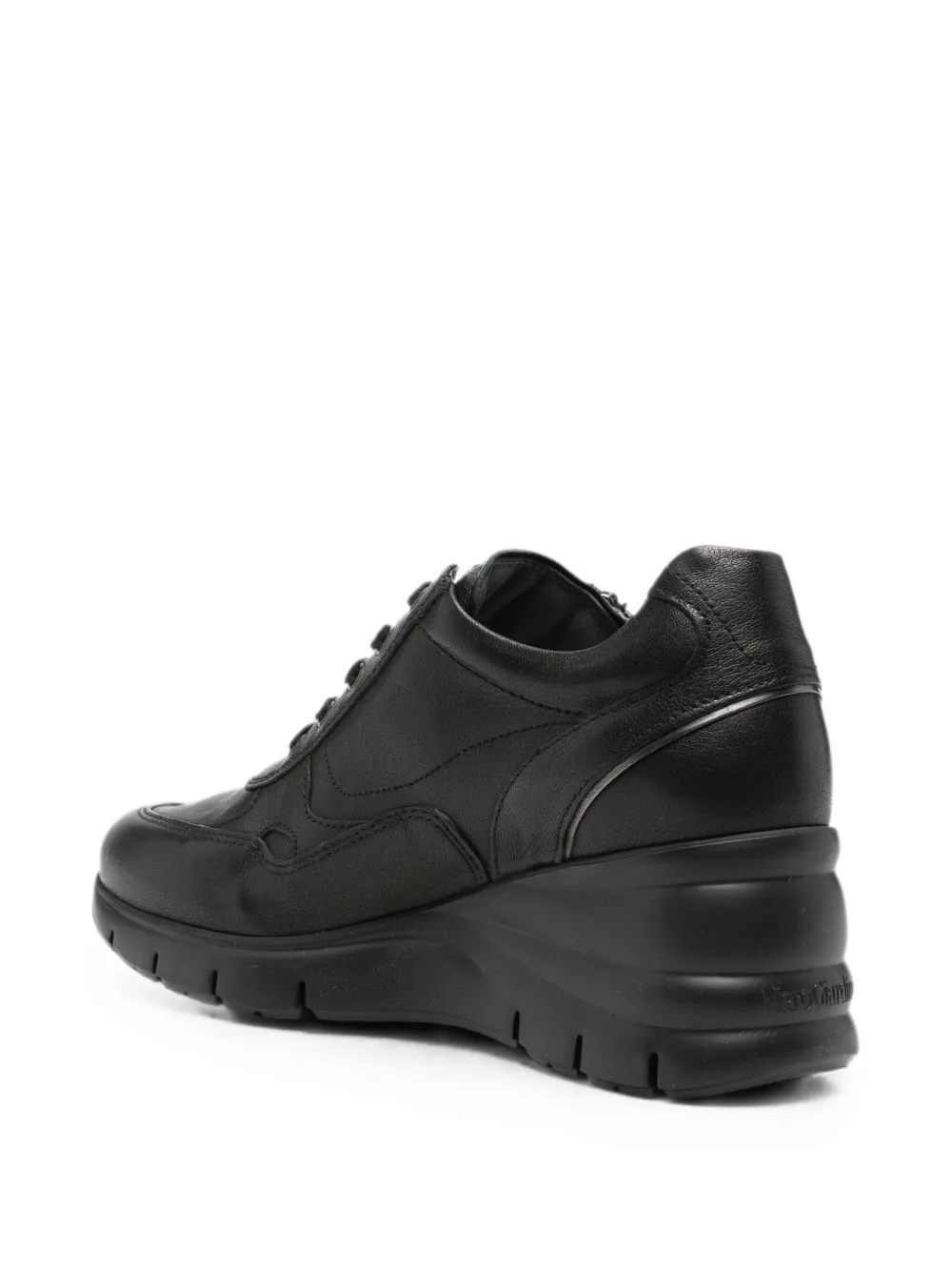 NERO GIARDINI zip-detail leather wedge sneakers Zwart