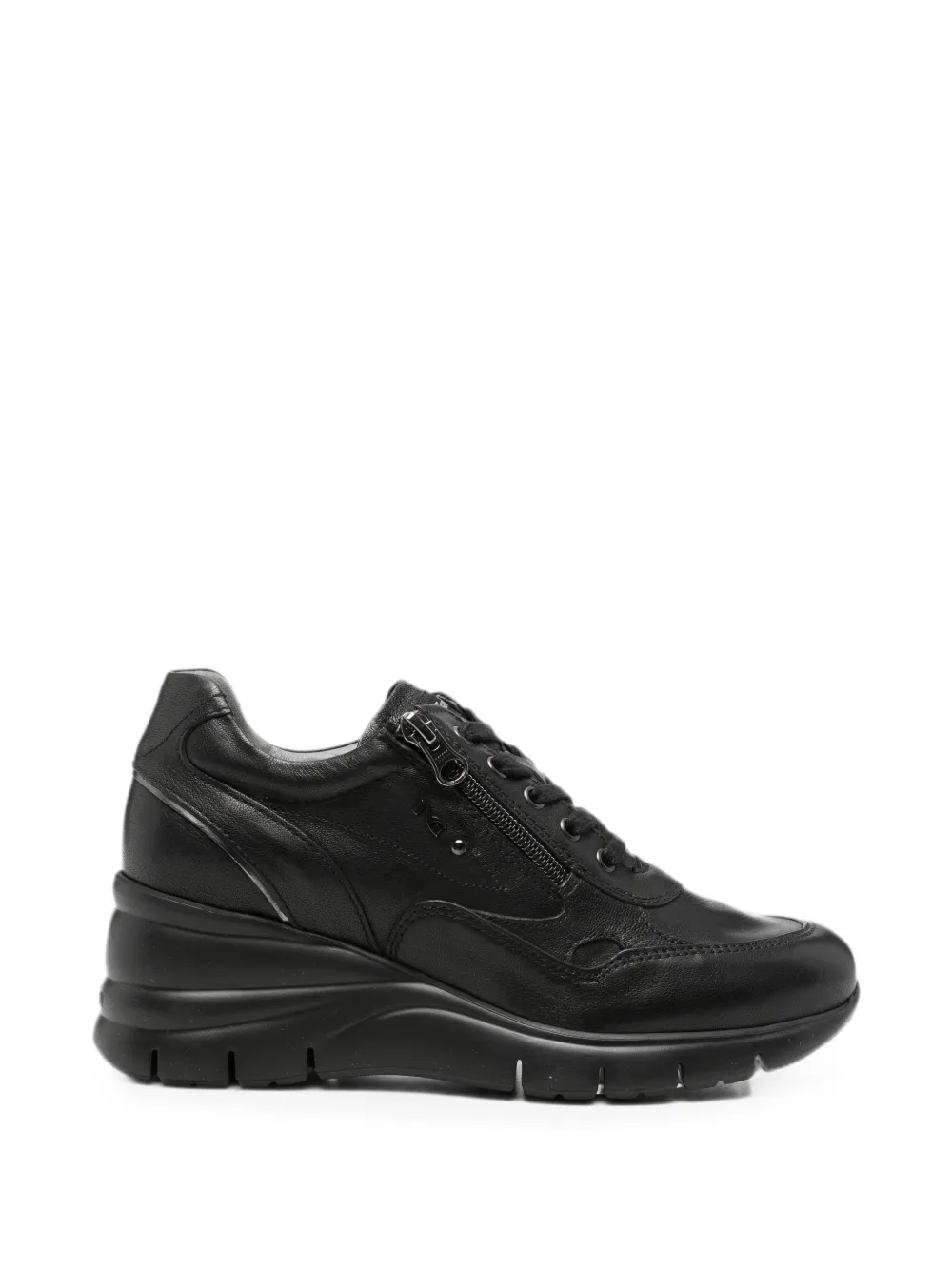NERO GIARDINI zip-detail leather wedge sneakers - Schwarz