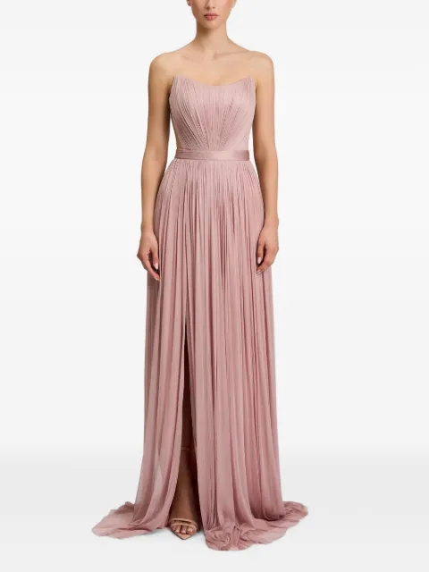 CRISTALLINI Estella pleated strapless maxi dress