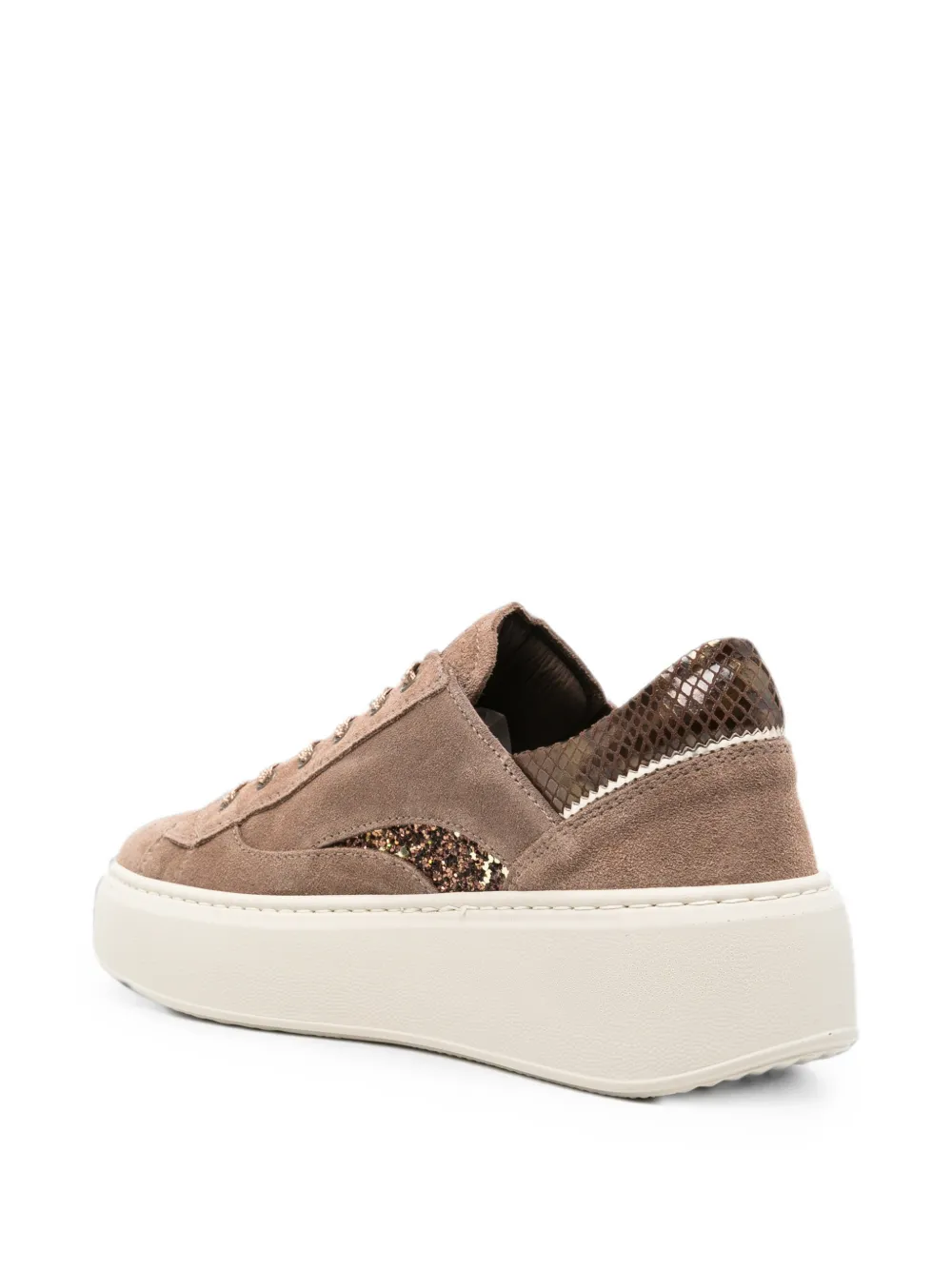 NERO GIARDINI Sneakers met glitters en rits Bruin