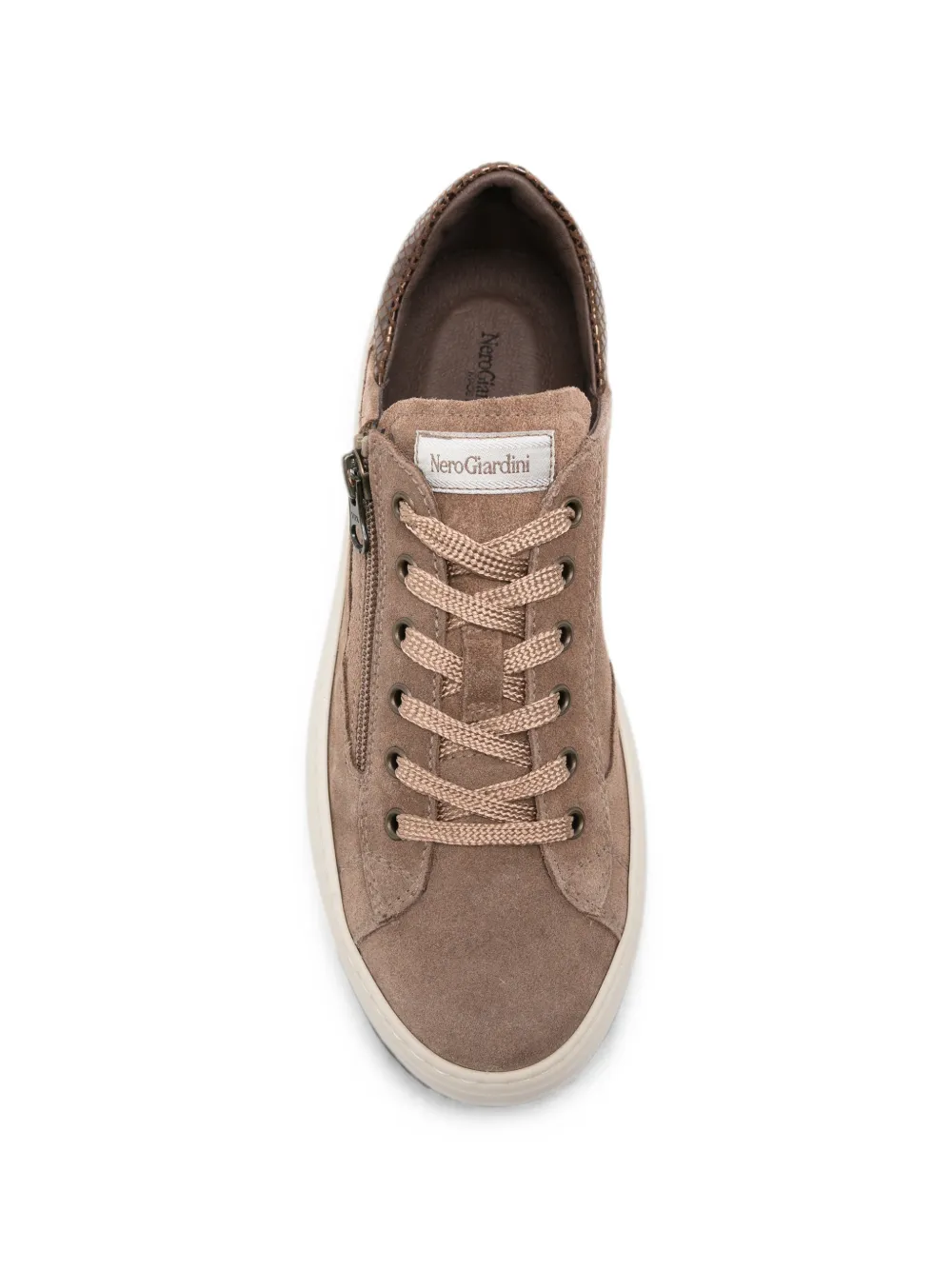 NERO GIARDINI Sneakers met glitters en rits Bruin