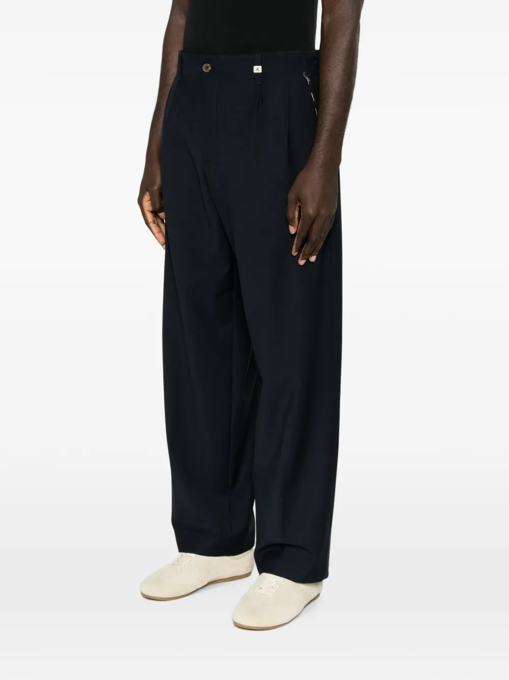 Myths Broek met wijde pijpen en geplooide voorkant Blauw