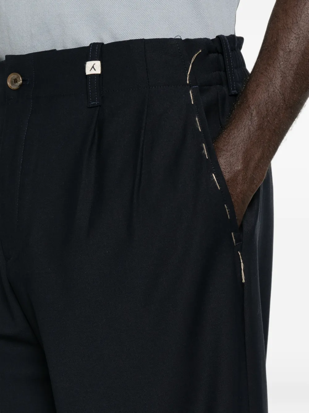 Myths Broek met wijde pijpen en geplooide voorkant Blauw