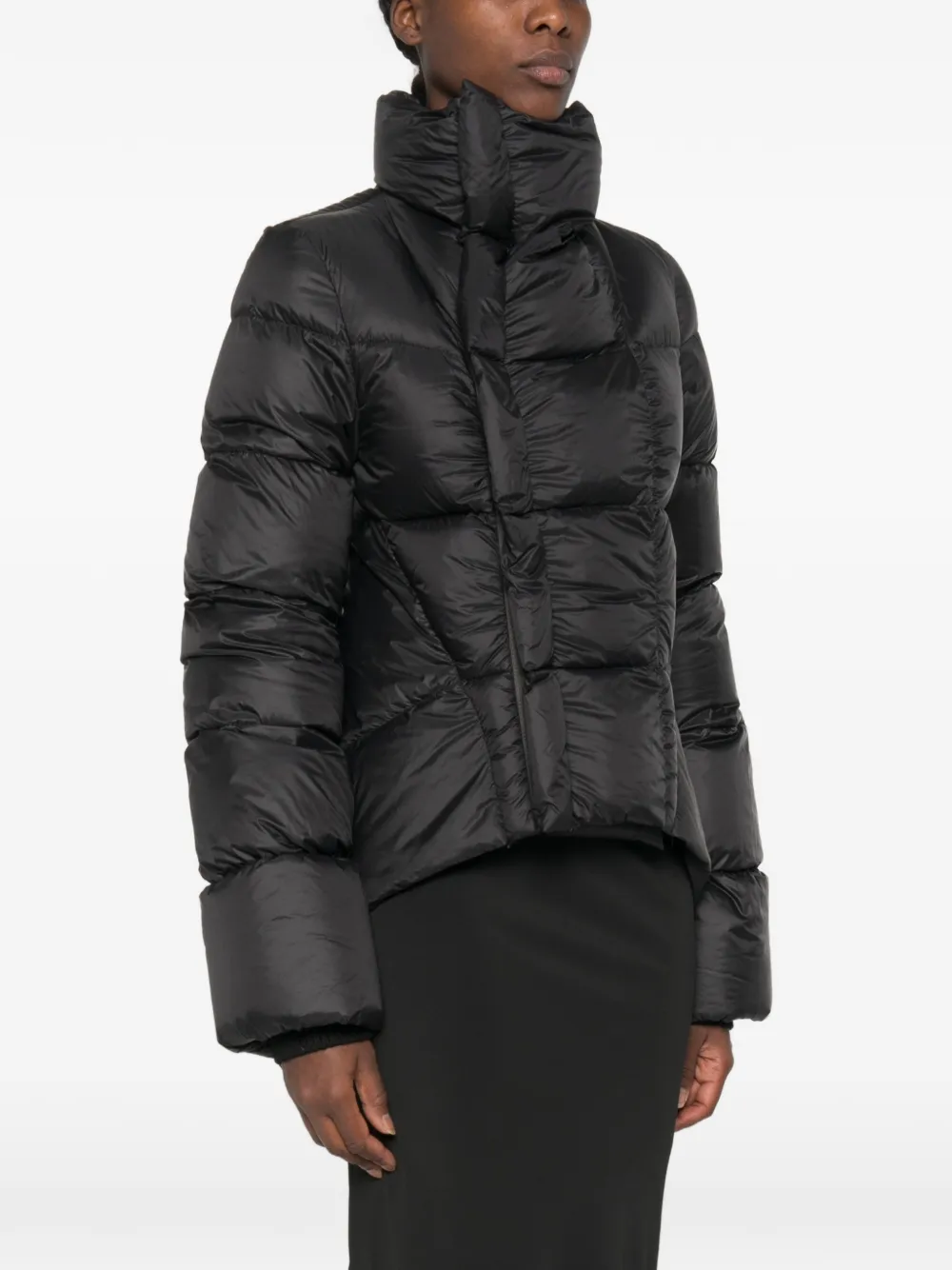 Rick Owens Gewatteerd donsjack met hoge hals Zwart