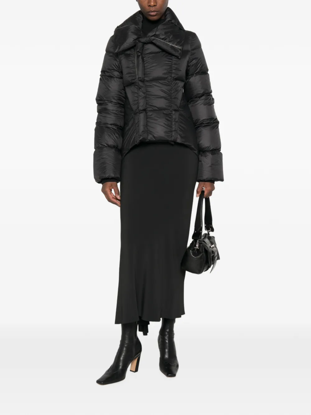 Rick Owens Gewatteerd donsjack met hoge hals Zwart
