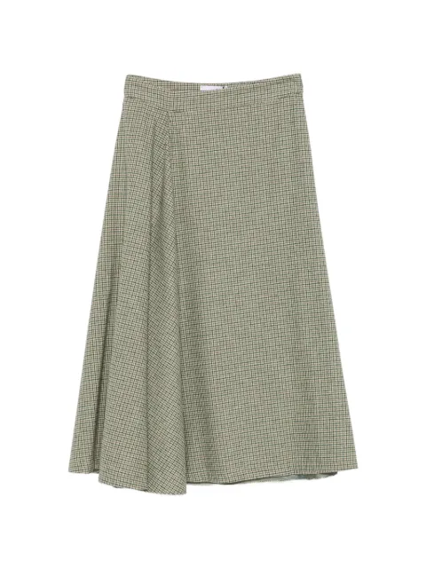 Niu houndstooth-pattern A-line midi skirt