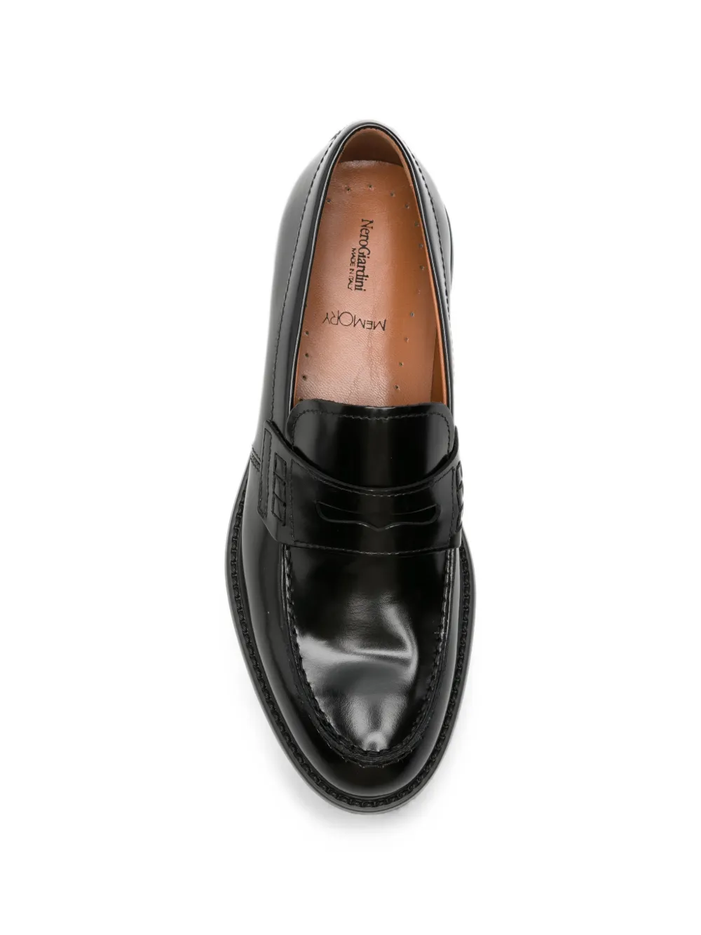 NERO GIARDINI Diana polished leather loafers Zwart
