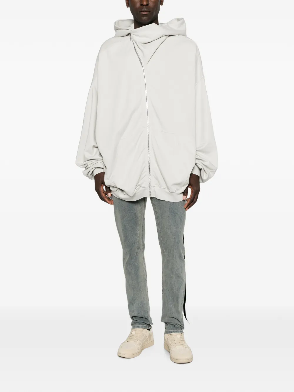 Rick Owens DRKSHDW Mountain Hun asymmetric-zip hoodie - Nude