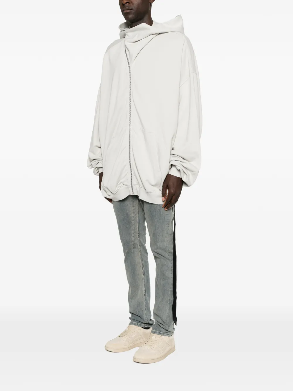 Rick Owens DRKSHDW Mountain Hun hoodie met asymmetrische rits Beige