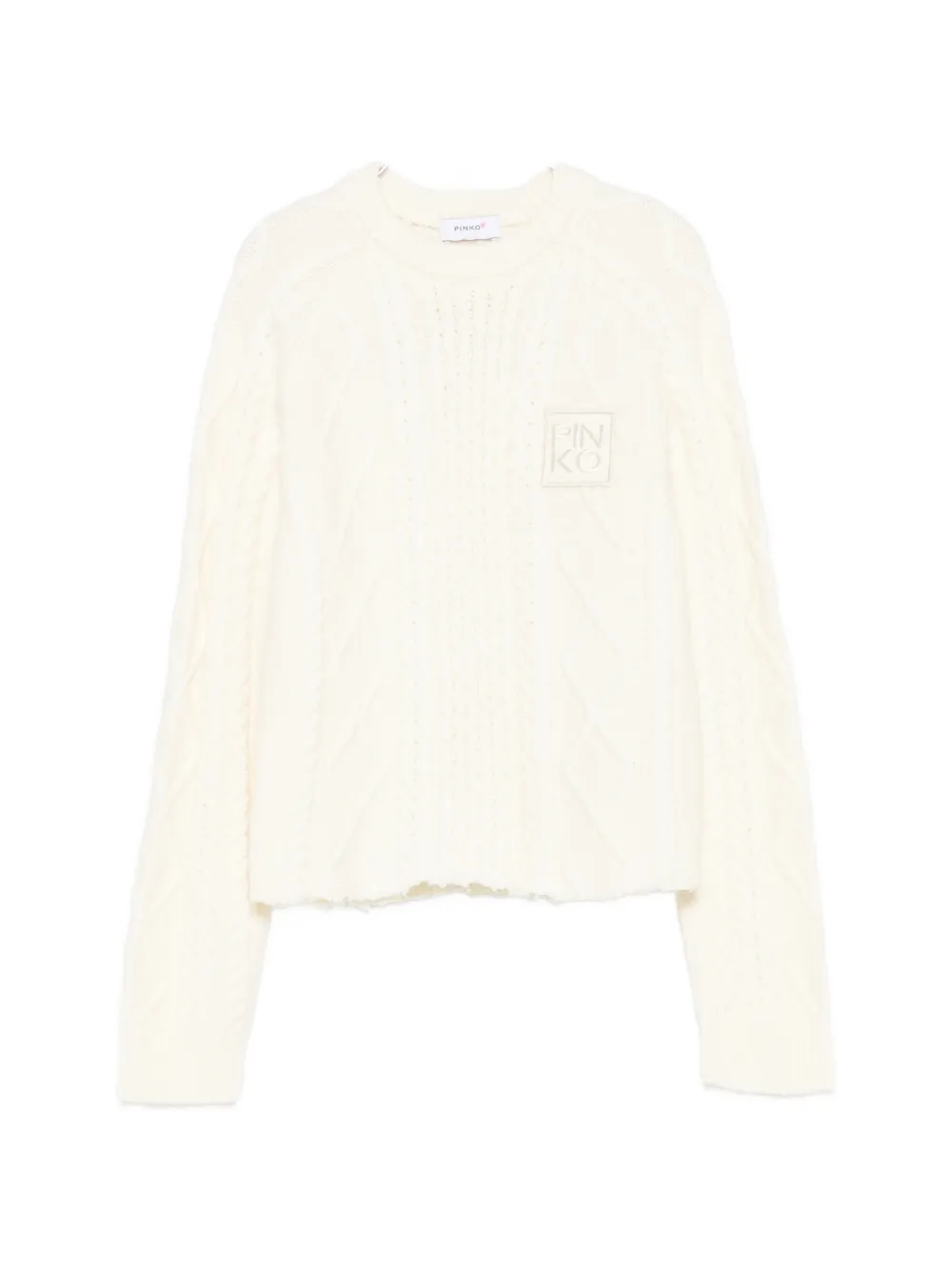 Pinko Kids cable-knit logo-patch sweater - Toni neutri
