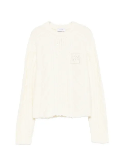 Pinko Kids cable-knit logo-patch sweater