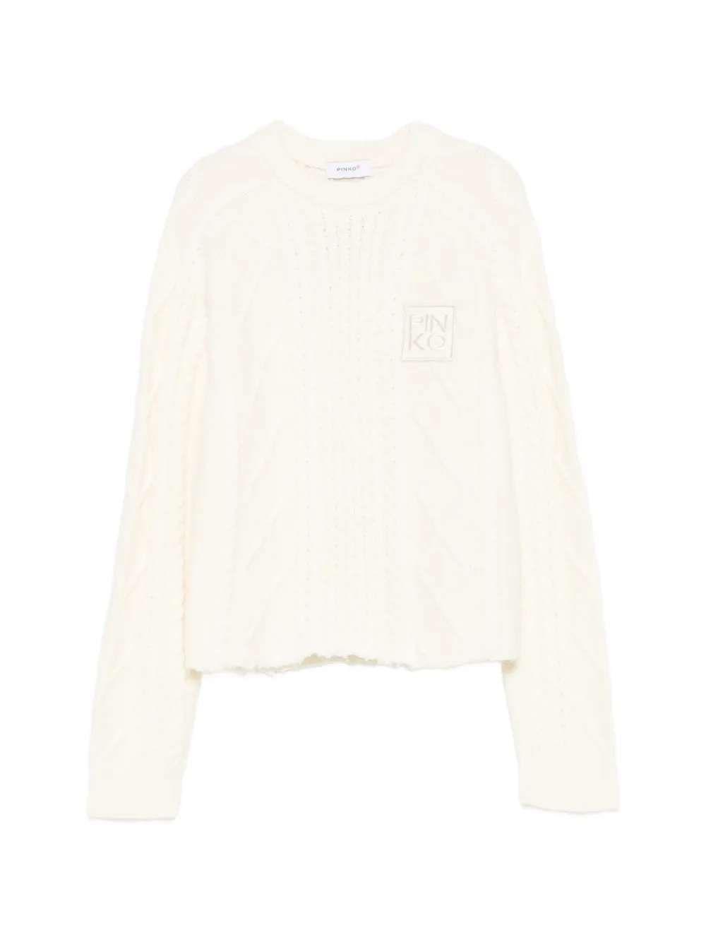 Pinko Kids cable-knit logo-patch sweater - Toni neutri