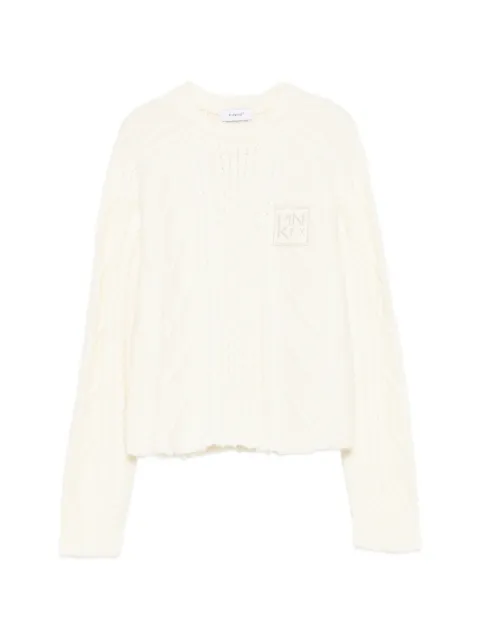 Pinko Kids cable-knit logo-patch sweater