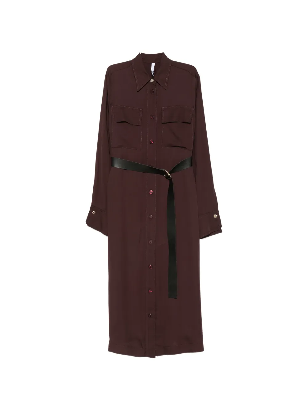 IMPERIAL belted button-front midi dress - Rot