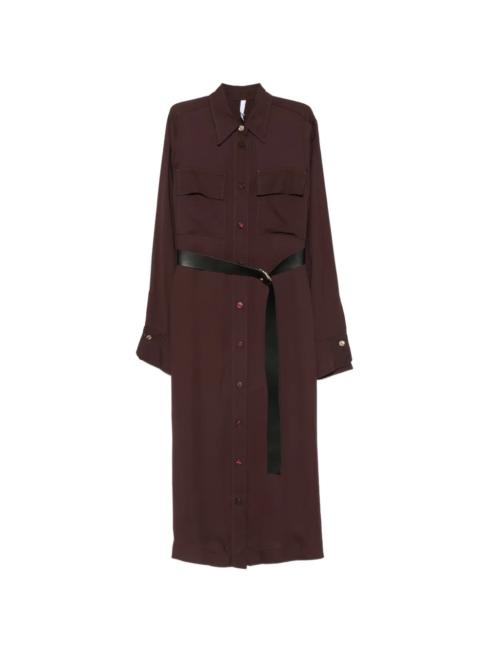 IMPERIAL belted button-front midi dress