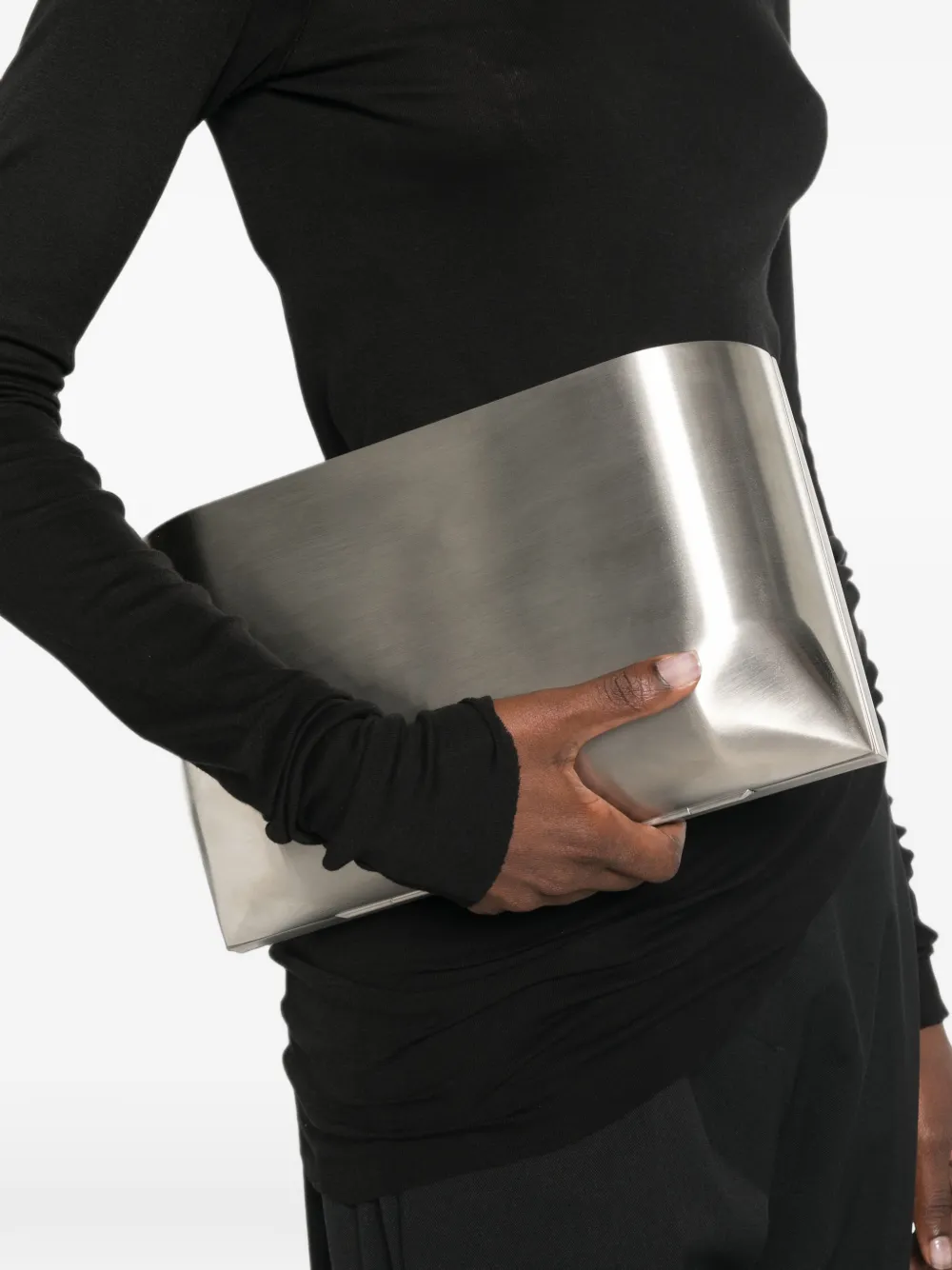 Rick Owens Sculpturale clutch met geborstelde afwerking Zilver