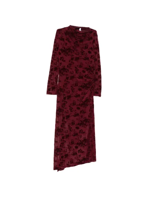 IMPERIAL vestido largo drapeado con motivo floral en devoré