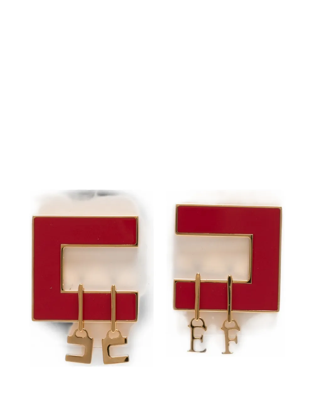 Elisabetta Franchi Logo-pendant Geometric Earrings In Gray