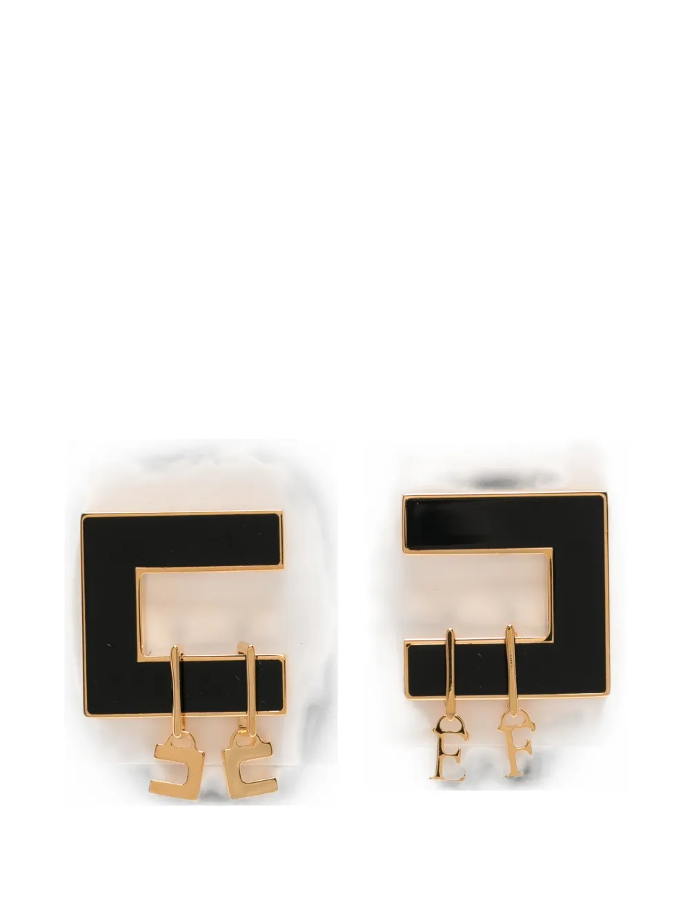 Elisabetta Franchi logo-pendant geometric earrings - Gold