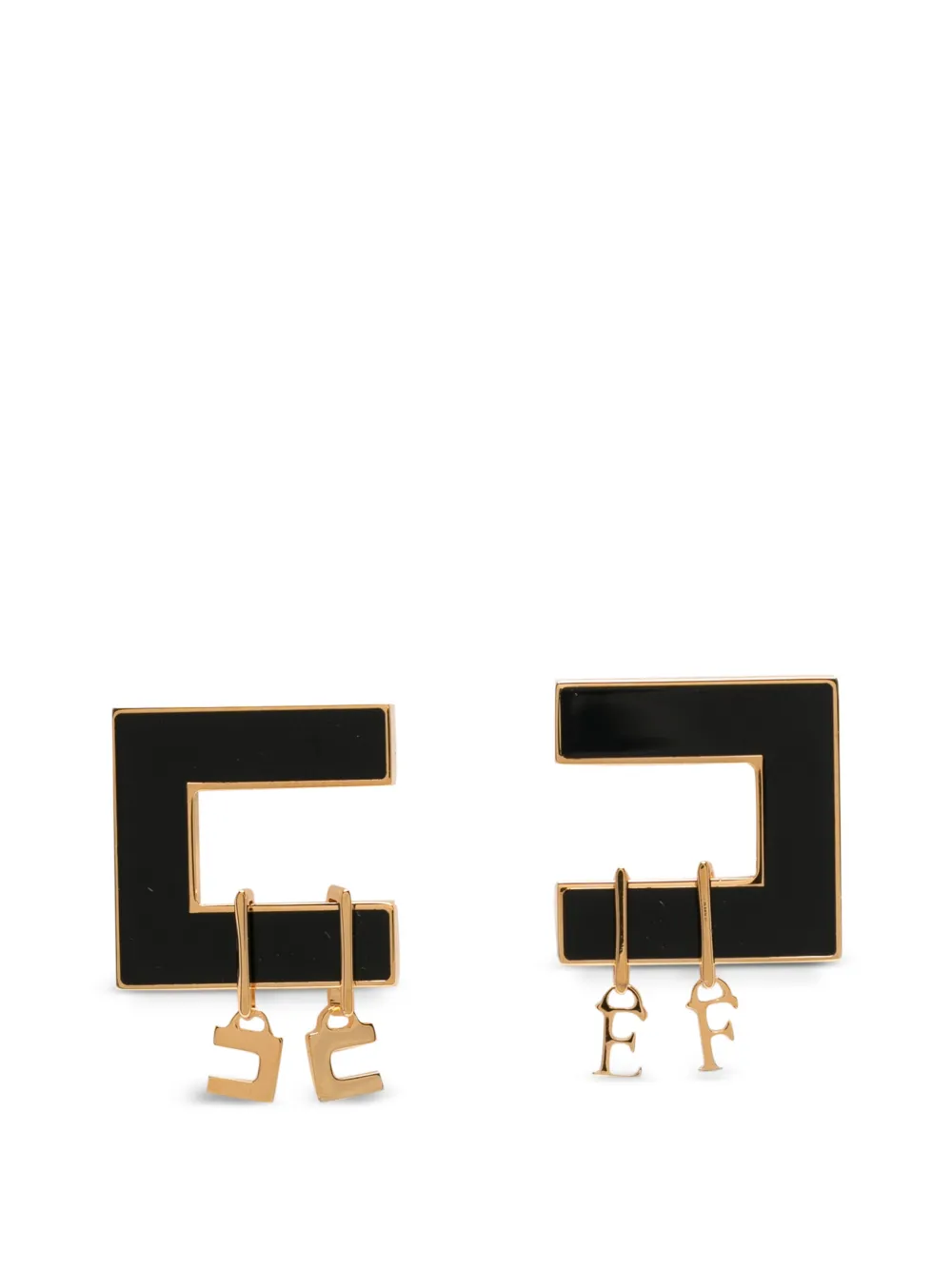 Elisabetta Franchi logo-pendant geometric earrings - Oro