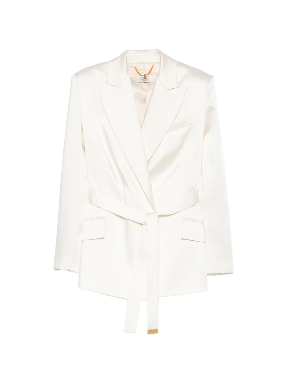 Elisabetta Franchi belted satin-finish blazer Beige