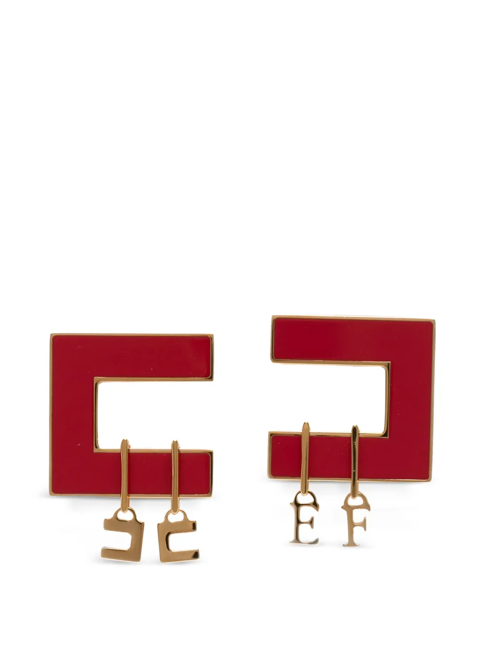 Elisabetta Franchi logo-charm geometric earrings - Oro