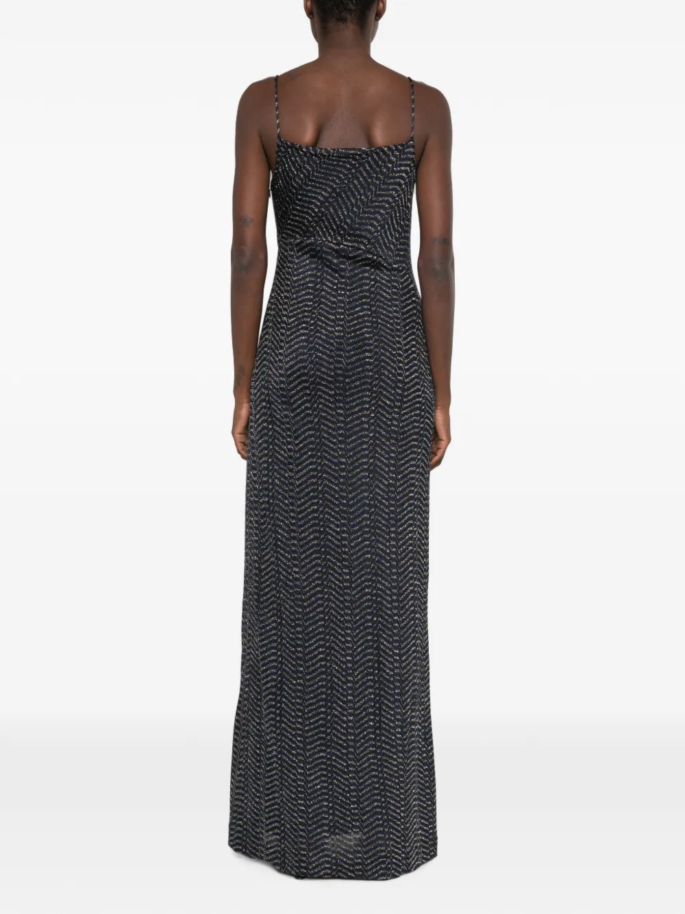 Missoni Maxi-jurk met zigzagpatroon en gedrapeerde hals Blauw
