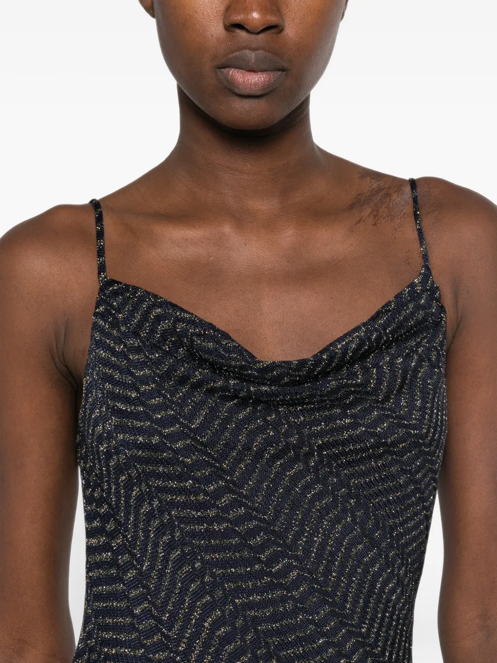 Missoni Maxi-jurk met zigzagpatroon en gedrapeerde hals Blauw