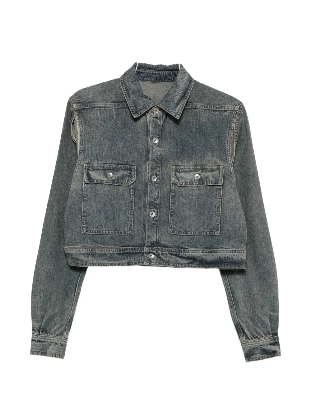 Rick Owens DRKSHDW cropped cut-out denim jacket - Blau
