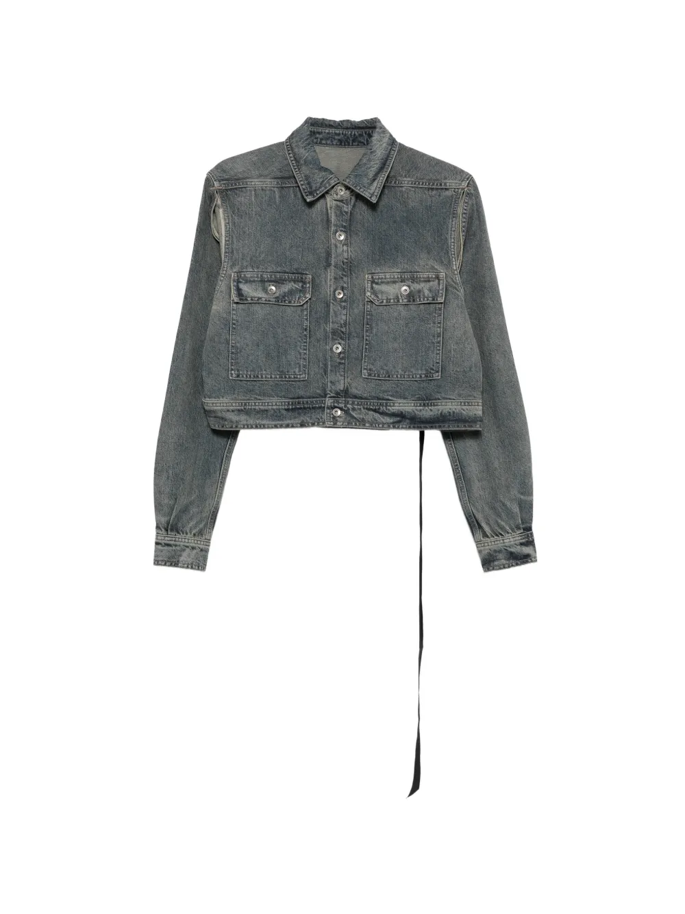 Rick Owens DRKSHDW cropped cut-out denim jacket - Blu