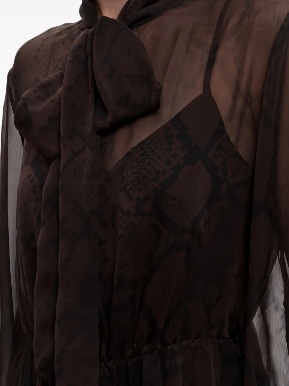 TWINSET Maxi-jurk met slangen-print en strik Bruin