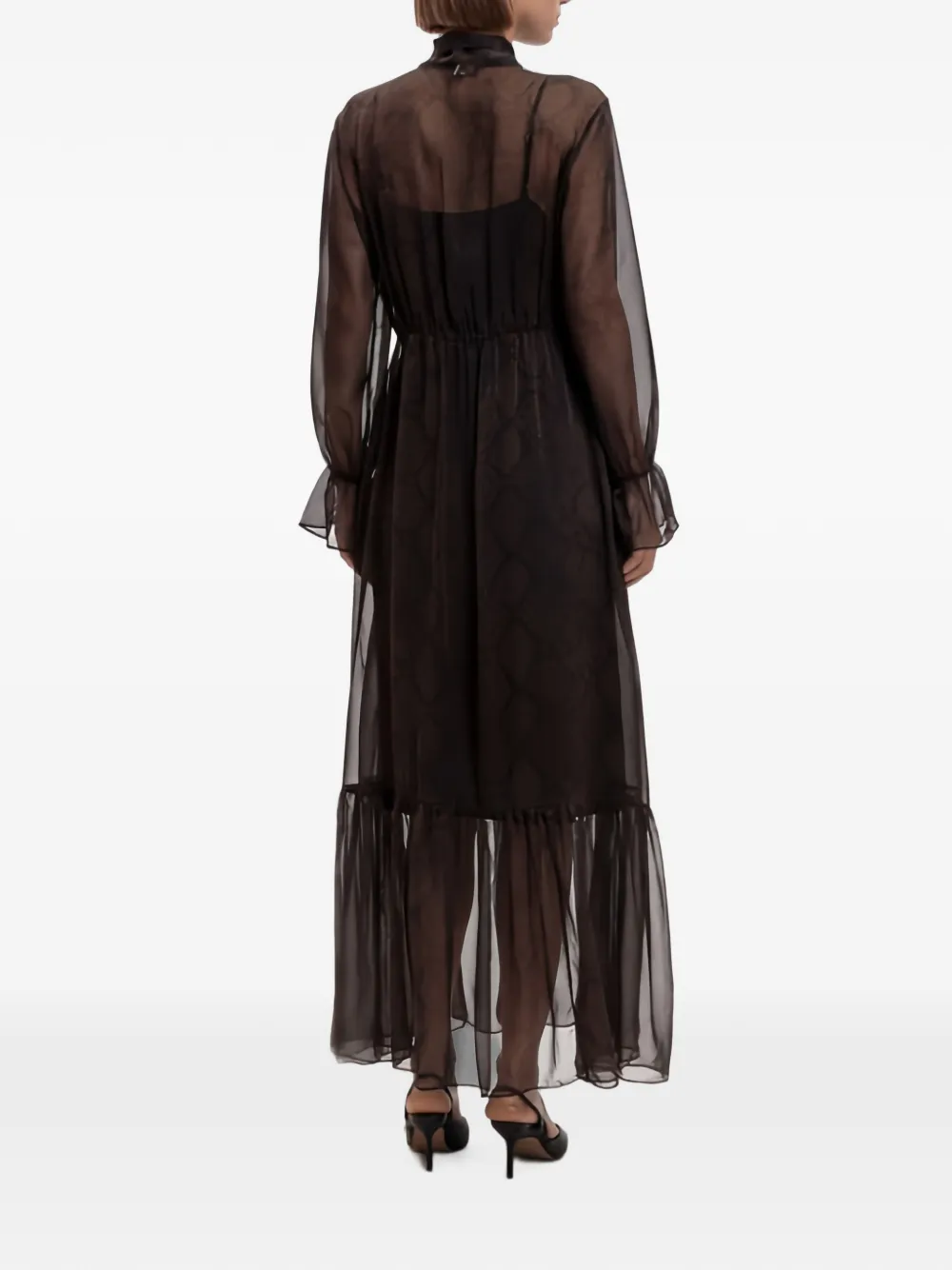 TWINSET Maxi-jurk met slangen-print en strik Bruin