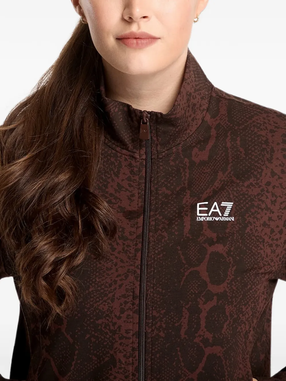Ea7 Emporio Armani Graphic Series regular-fit sweater met rits Bruin