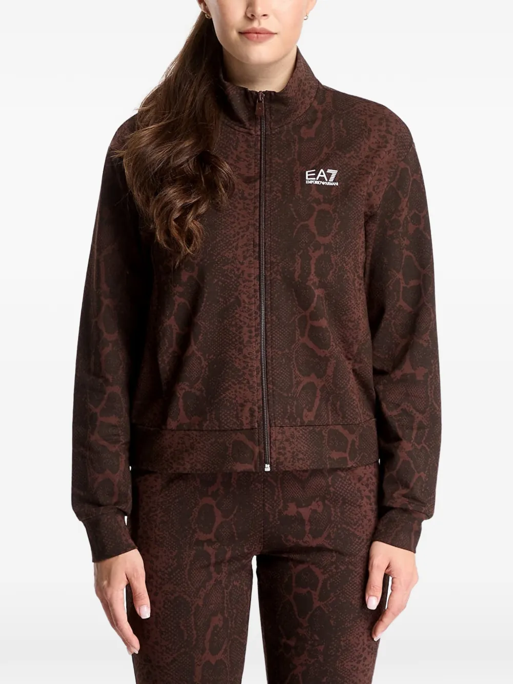 Ea7 Emporio Armani Graphic Series regular-fit zip-up sweatshirt - Braun