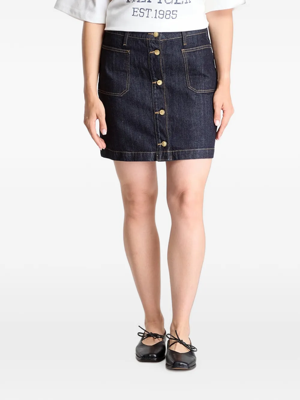 Tommy Hilfiger button-up rigid denim mini skirt - Blau