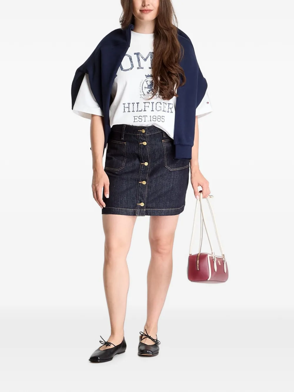 Tommy Hilfiger Button-up denim mini-rok Blauw